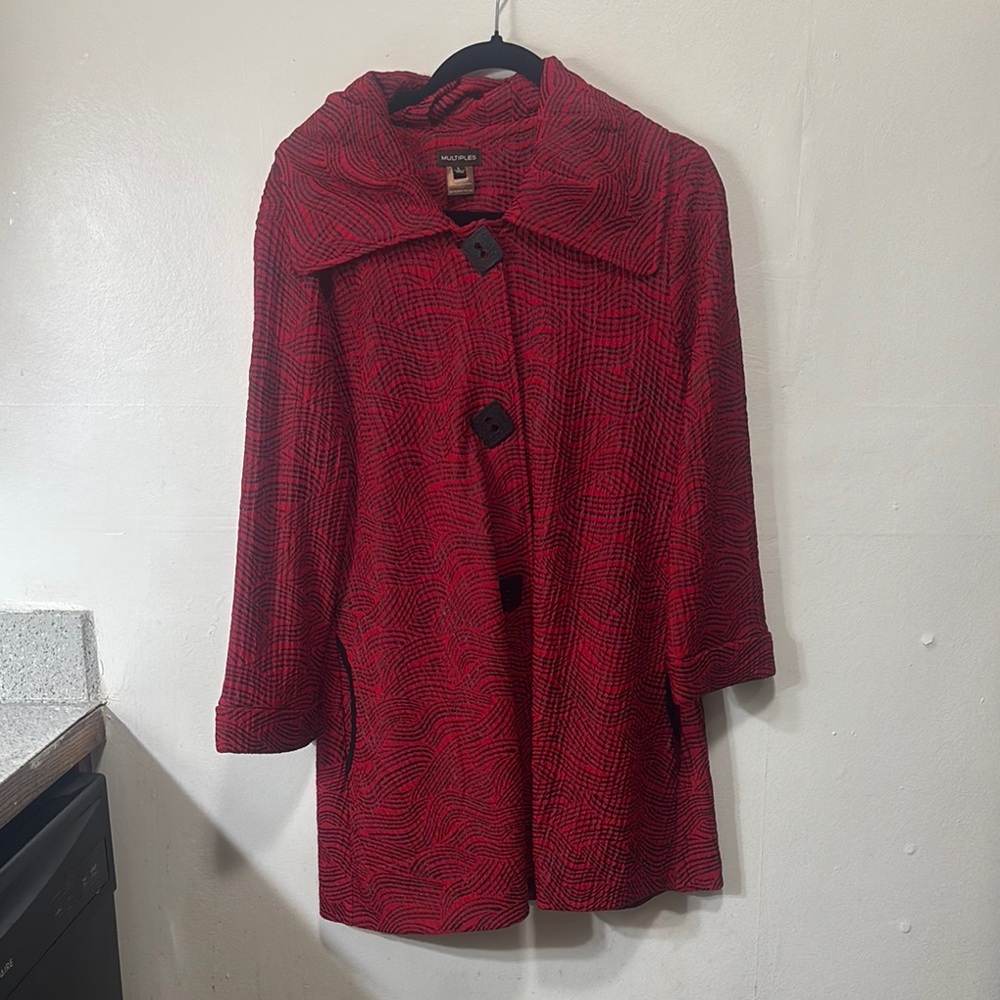 Red Patterned Women's Coat multiples woman’s size large